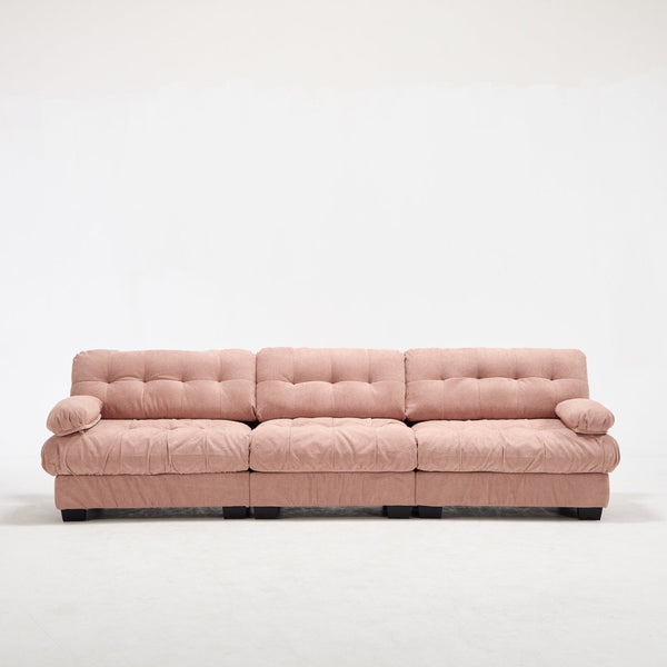 English Elm Modular Cloud Sectional Sofa Flannelette Deep Seat Couch for Living Room with Pillows Pink W2120S00032
