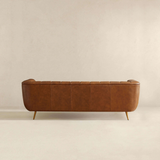 English Elm Ashcroft Furniture - Ava Genuine Italian Tan Leather Channel Tufted Sofa