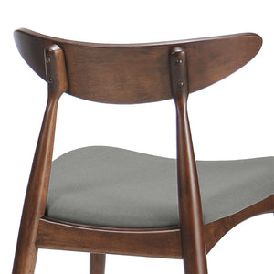English Elm 5-piece Mid-century Rubberwood Dining Set with Upholstered Chairs for Small Spaces Light Gray,Walnut N759S003011D