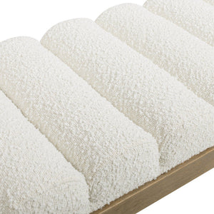English Elm Jennifer Taylor Home - Bella 52" Upholstered Accent Bench Ivory White Boucle – Channel Tufted Modern Seat, 300lb Capacit B2719P292908