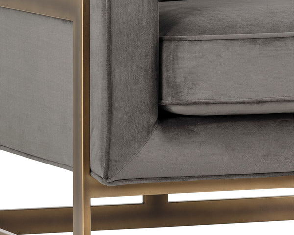 Sunpan Kalmin Lounge Chair - Stylish Deep Seating with Cushioned Back and Rustic Bronze Frame for Comfort Piccolo Pebble