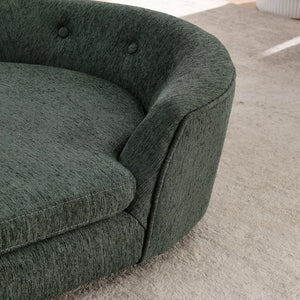 English Elm Oversized Oval Dog Sofa with Tufted Linen Backrest for Large Breed Lounging Comfort Olive Green W487P415303
