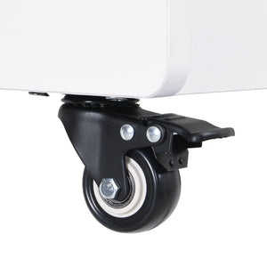 English Elm On-Trend Cream Mobile End Table With Lockable Wheels, Narrow Storage Nightstand For Small Spaces N721P191983K-GIGA