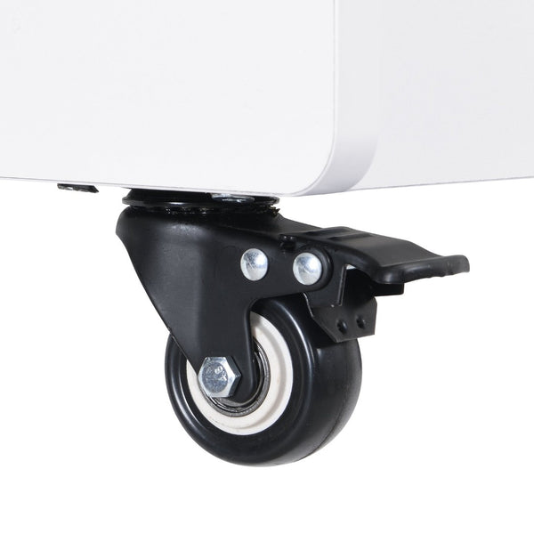 English Elm On-Trend Cream Mobile End Table With Lockable Wheels, Narrow Storage Nightstand For Small Spaces N721P191983K-GIGA