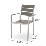 Christopher Knight Home® - Noble House - Cape Coral Outdoor Modern Aluminum Dining Chair With Faux Wood Seat - Set Of 2