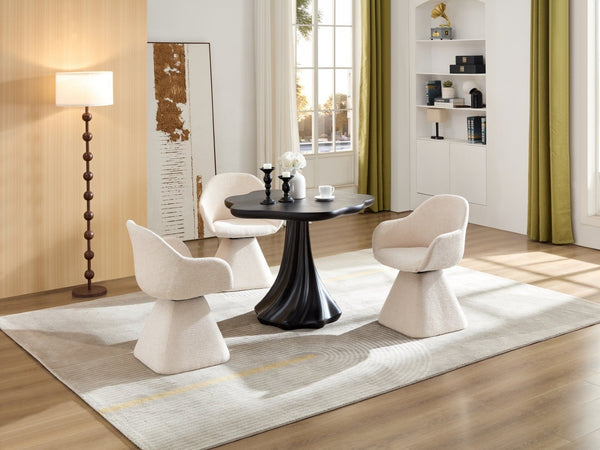 English Elm 37'' Petal Round Fiberglass Pedestal Dining Table Sculptural Organic Base for 2 to 4 W2664S00091