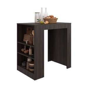 English Elm Lacour Open Shelf Kitchen Island Prep Station with Three Tier Melamine Storage Dark Walnut B097P474295