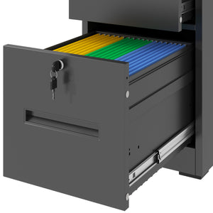 English Elm 4 Drawer Metal Vertical Filing Cabinet - Secure, Stylish Storage For Home Office With Eco-Friendly Design T2398P272095