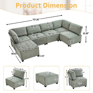 English Elm United Modular Sectional Sofa - U-Shaped Reversible Chaise Couch For Stylish Living & Comfort W1568S00152-GIGA