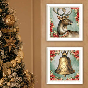 English Elm Trendy Decor 4u Old World Holiday Reindeer 2 Piece Framed Art Set for Home B067P252301