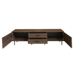 English Elm 70inch Rattan Door Media Console with Iron Legs Natural Wood Finish Living Room N710P429516Q