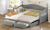 English Elm Wooden Twin Size Daybed With Twin Size Trundle, Extendable Daybed With Two Storage Drawers,Gray(Expected Arrival Time:9.12)