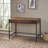 Christopher Knight Home® - Noble House - Ebany Industrial Dark Oak Acacia Wood Storage Desk with Rustic Metal Iron Accents