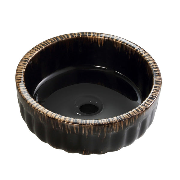 English Elm 15"x15" Ceramic Vessel Sink Gold Rim Gloss White Basin for Modern Bathroom Vanity W3402P435611
