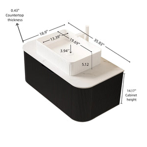 English Elm Dina Floating Bathroom Vanity Sintered Stone Top Glass Basin Striped Plywood Cabinet W2615S00401