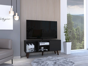 English Elm Edinburg, Low Profile Media Stand with Open Shelving and Cabinet for 50 Inch Tvs B128P148911