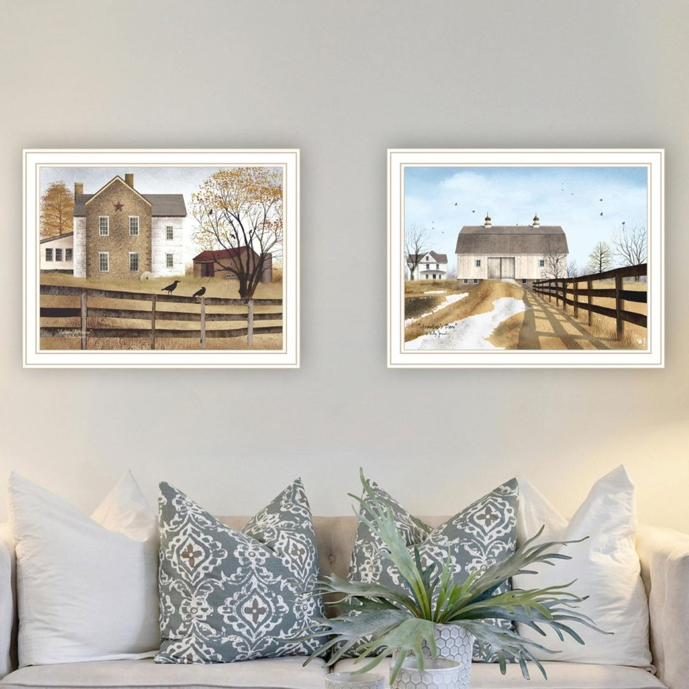 English Elm Trendy Decor 4u Billy Jacobs Farmhouse Barn Two Piece White Framed Print Set B067P254078