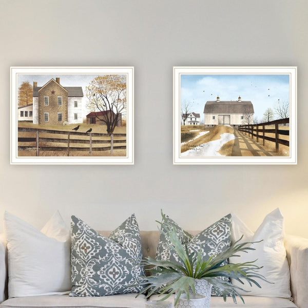 English Elm Trendy Decor 4u Billy Jacobs Farmhouse Barn Two Piece White Framed Print Set B067P254078