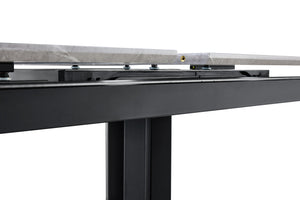 English Elm Modern Extendable Rectangular Dining Table with Scratch‑Resistant MDF Top and Matte Geometric Legs, Space‑Saving Centerpiece for Home or Office W3493S00008