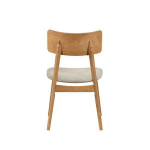 English Elm Dining Side Chairs Set of Two Beige Upholstered Padded Seat Solid Wood Frame B011P469525