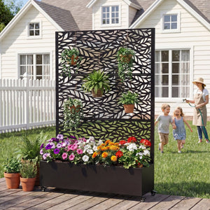 English Elm Metal Galvanized Raised Garden Bed on Wheels with Trellis for Climbing Vines Outdoor W5312P460793