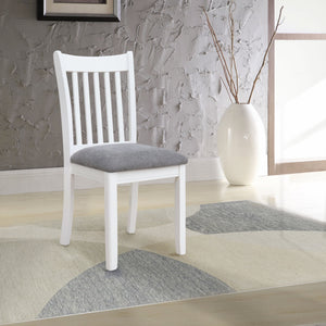 English Elm AGODY White Dining Chairs Set of 2 with Grey Cushions, Solid Wood Back, Comfortable High-Back Seats W2170P208375