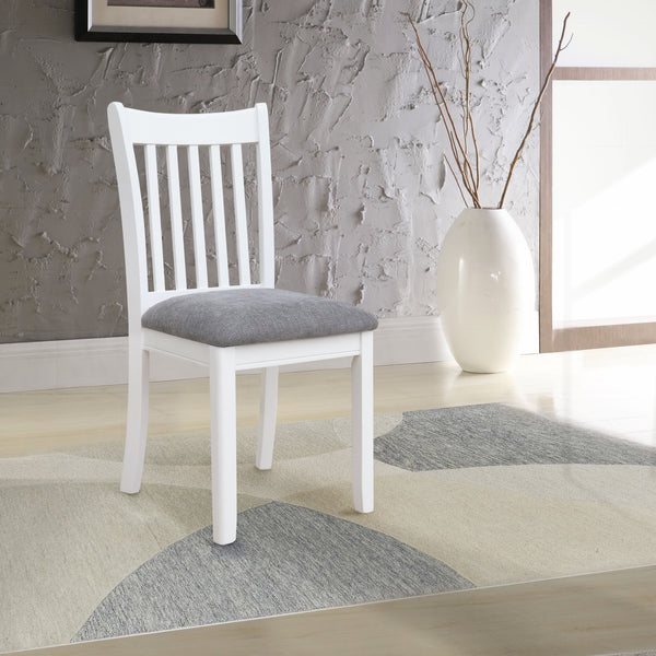 English Elm AGODY White Dining Chairs Set of 2 with Grey Cushions, Solid Wood Back, Comfortable High-Back Seats W2170P208375