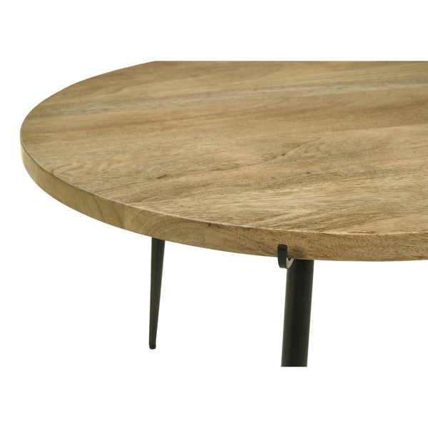 English Elm Mickelson Solid Mango Wood Round Coffee Table with Splayed Iron Legs for Living Rooms B062P451678
