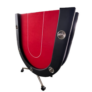 English Elm Ino Design 94 Inch Oval Felt Poker Table Seats Ten with Casters and Cup Holders Red W2748P321637
