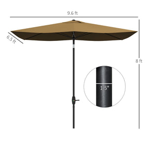 English Elm Outsunny 6.5' X 10' Rectangular Market Umbrella - Stylish Patio Shade With Crank, Tilt & Uv Protection W2225P200819-GIGA