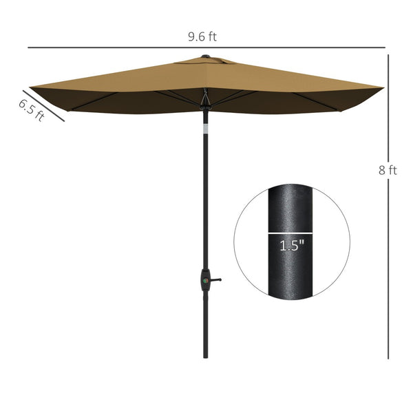 English Elm Outsunny 6.5' X 10' Rectangular Market Umbrella - Stylish Patio Shade With Crank, Tilt & Uv Protection W2225P200819-GIGA