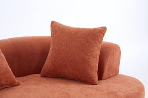 English Elm Crescent-shaped Curved Chenille Loveseat Low Profile Deep Seat Modern Living Room Sofa Orange W5188P450351
