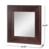 Christopher Knight Home® - Noble House - Chamlee Handcrafted Boho Studded Leather Square Wall Mirror, Dark Brown