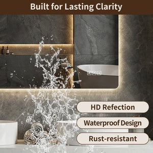 English Elm 28*36 Inch Led Backlit Bathroom Vanity Mirror Anti-fog Wall Mount Dimmable 3 Tones W2709P428061