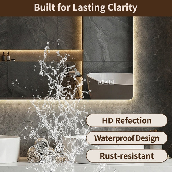 English Elm 28*36 Inch Led Backlit Bathroom Vanity Mirror Anti-fog Wall Mount Dimmable 3 Tones W2709P428061