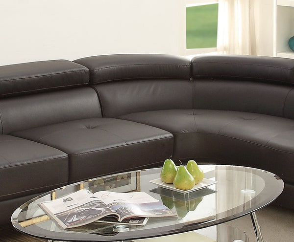 English Elm Luxurious Modern 2-Piece Sectional Sofa Set with Adjustable Flip-Up Headrests, Espresso or Grey Bonded Leather B011S01058