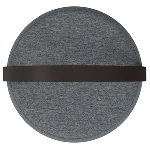 English Elm Ramsay Handcrafted Round Footstool with Wood Handle, Durable Linen-Look Upholstery & Versatile Use Grey B136P252657