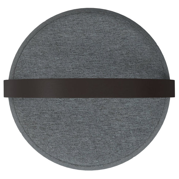 English Elm Ramsay Handcrafted Round Footstool with Wood Handle, Durable Linen-Look Upholstery & Versatile Use Grey B136P252657