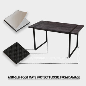 English Elm 59" Industrial Dining Set with Suede Chairs Matte Metal Base Mdf Table Seats Four Black+ Gray W2189S00817