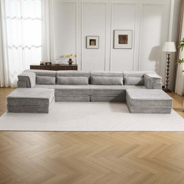 English Elm Compression Modular Floor Sofa Bed - Cozy, No Assembly Needed, Pet-Friendly, Light Grey - Versatile Comfort! W3723S00040