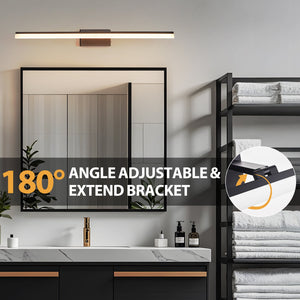 English Elm 39 43 Inch Modern LED Bathroom Vanity Light Black Iron Aluminum Acrylic Hardwired 24W 1560Lm 5-Temp Wall Lamp for Mirror W2312P374930