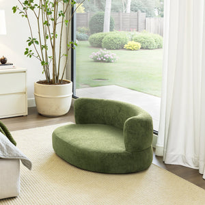 English Elm Jennifer Taylor Home - Shep 36" Curved Dog Sofa Bed Medium Moss Green Fleeced Teddy — Plush Scandinavian Benchmade Lounge, Durable Support B2719P320242