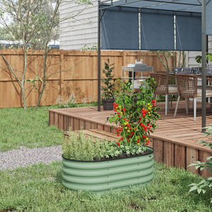 English Elm Outsunny Galvanized Raised Garden Bed Kit - Durable Metal Elevated Planter For Flowers & Vegetables W2225P200925-GIGA