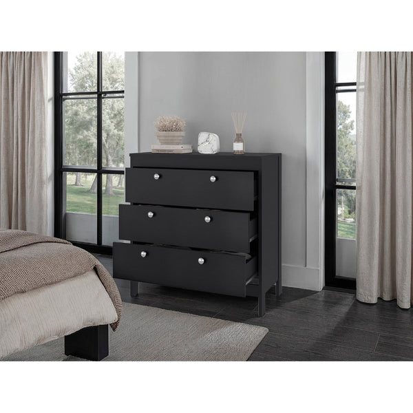 English Elm Wenge Finish 3-drawer Chest for Bedroom Storage with Modern Minimalist Appeal B062P486505