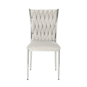 English Elm Modern Velvet Upholstered Dining Chairs Set of 2 with Electroplated Legs for Kitchen Light Gray W210P301597