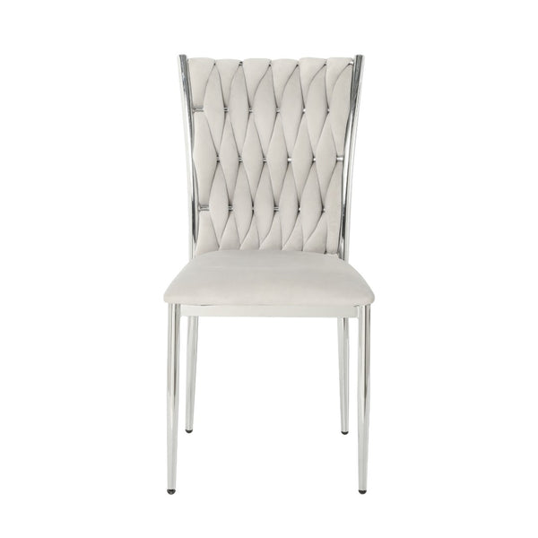 English Elm Modern Velvet Upholstered Dining Chairs Set of 2 with Electroplated Legs for Kitchen Light Gray W210P301597