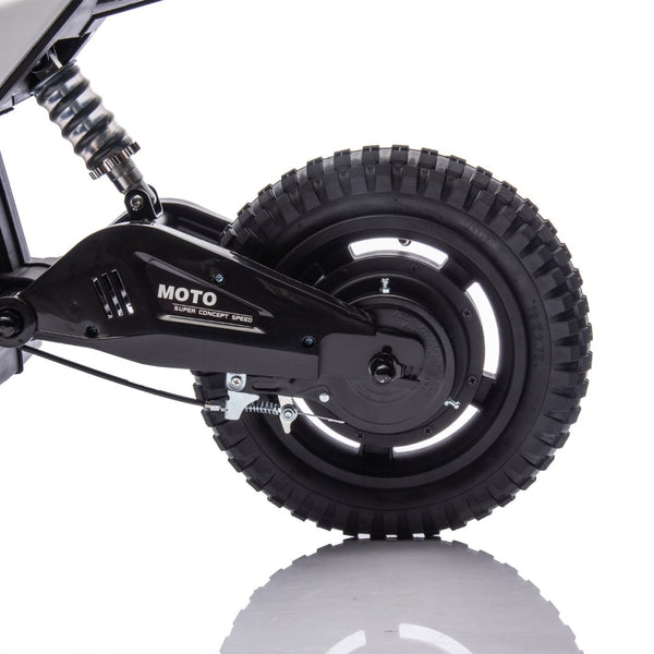 English Elm 24v Kids Electric Motocross Motorcycle 200w Hub Motor Suspension Led Bluetooth Audio Black W1578P225053