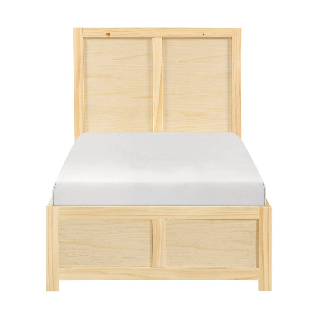 English Elm Contemporary Natural Pine Twin Bed Tall Headboard Slat Support Farmhouse Bedroom Frame B011S02458