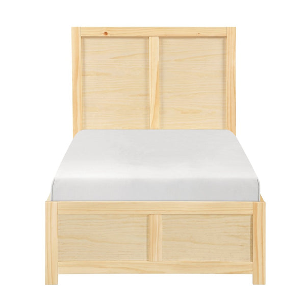 English Elm Contemporary Natural Pine Twin Bed Tall Headboard Slat Support Farmhouse Bedroom Frame B011S02460