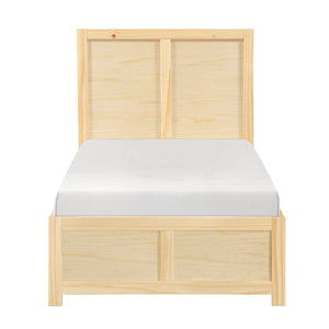 English Elm Contemporary Natural Pine Twin Bed Tall Headboard Slat Support Farmhouse Bedroom Frame B011S02459